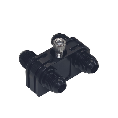 -6AN Billet Double Fuel Line Joiner with Integrated Mount